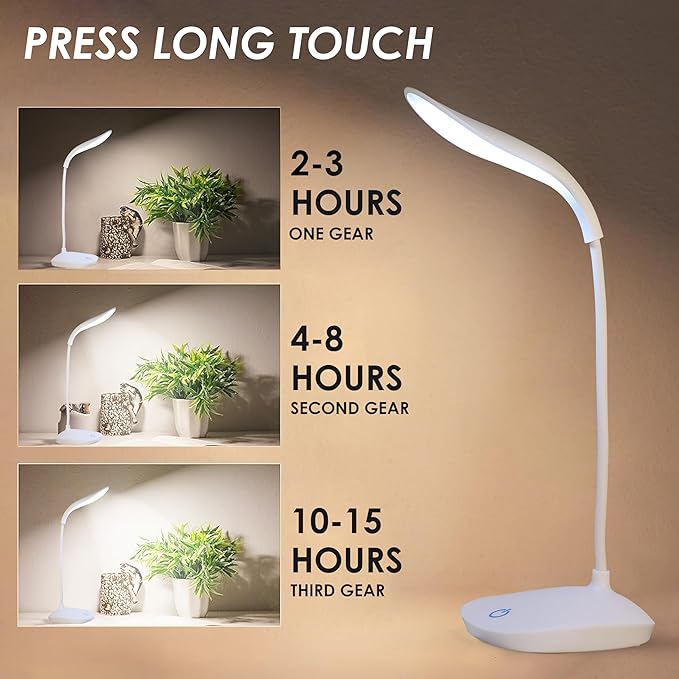 Rechargeable Study Lamp -Table Lamp for Study Room | LED Desk Lamp Light For Study with 3 Brightness Levels | Portable USB Table Light | Study Table Lamp for Students, Reading & Work at Home