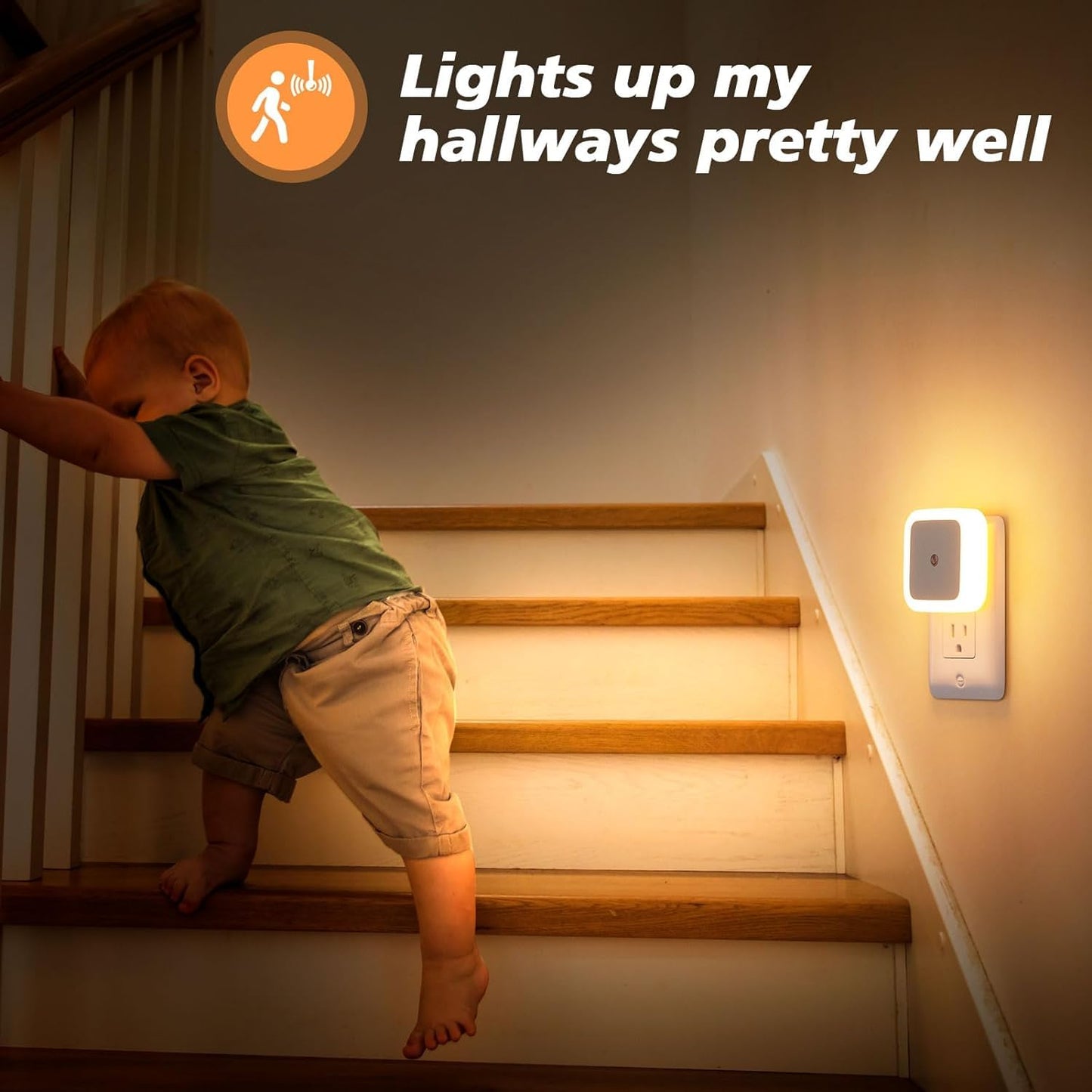 3pc Night Lamp Sensor Light for Bedroom Bed Side Home | Smart Automatic ON/Off Dim LED Lights | Energy Saving 0.5W Lamp | Long Life for Hallway, Stairs, Kitchen, Bathroom (Warm) (Pack of 3)