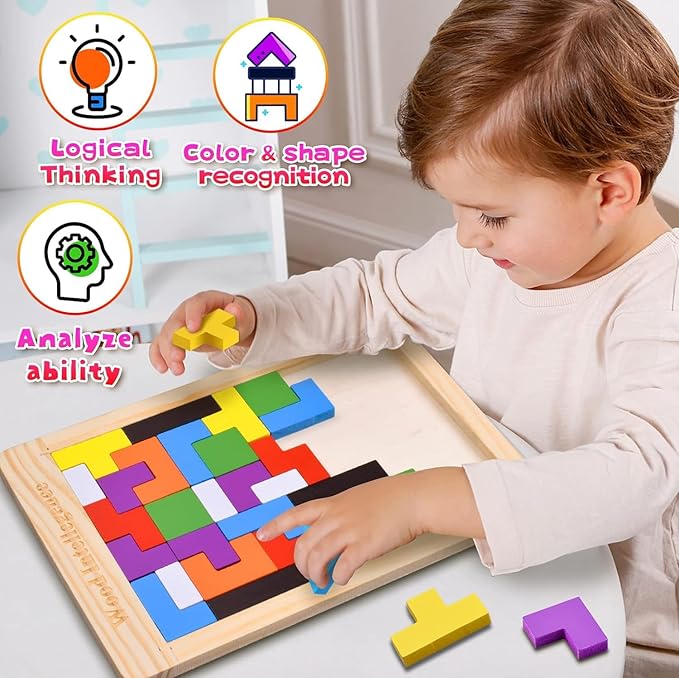 Wooden Russian Blocks Puzzles for Kids Adults, Wood Intelligence Puzzle for Kids Ages 3-8,Wooden Kids Puzzles Brain Teasers Toy Educational Gift for 7-10 Years