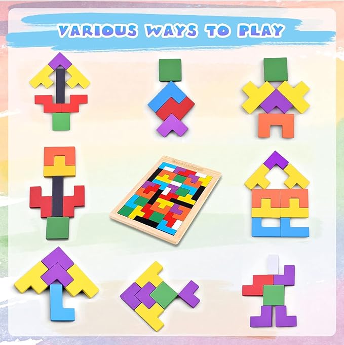 Wooden Russian Blocks Puzzles for Kids Adults, Wood Intelligence Puzzle for Kids Ages 3-8,Wooden Kids Puzzles Brain Teasers Toy Educational Gift for 7-10 Years