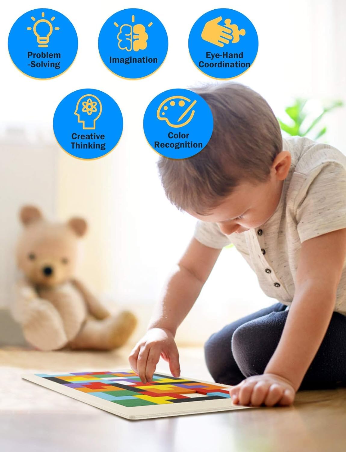 Wooden Russian Blocks Puzzles for Kids Adults, Wood Intelligence Puzzle for Kids Ages 3-8,Wooden Kids Puzzles Brain Teasers Toy Educational Gift for 7-10 Years