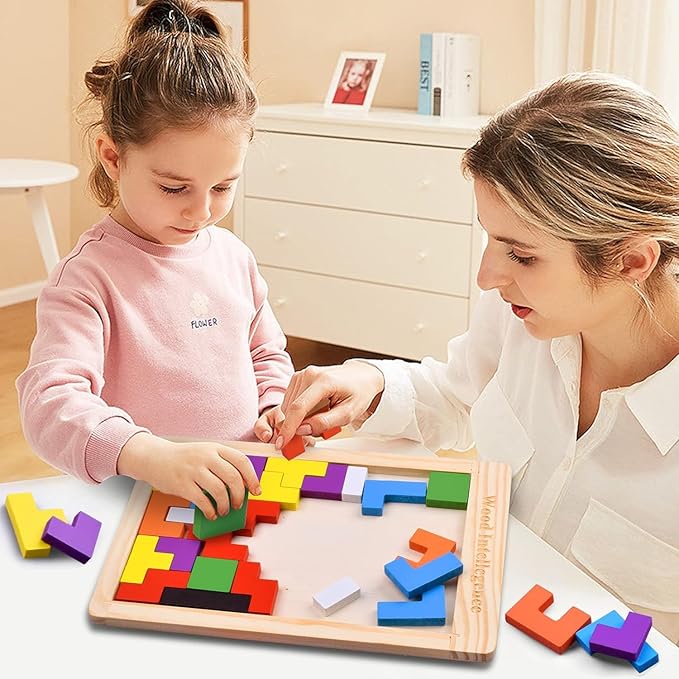 Wooden Russian Blocks Puzzles for Kids Adults, Wood Intelligence Puzzle for Kids Ages 3-8,Wooden Kids Puzzles Brain Teasers Toy Educational Gift for 7-10 Years