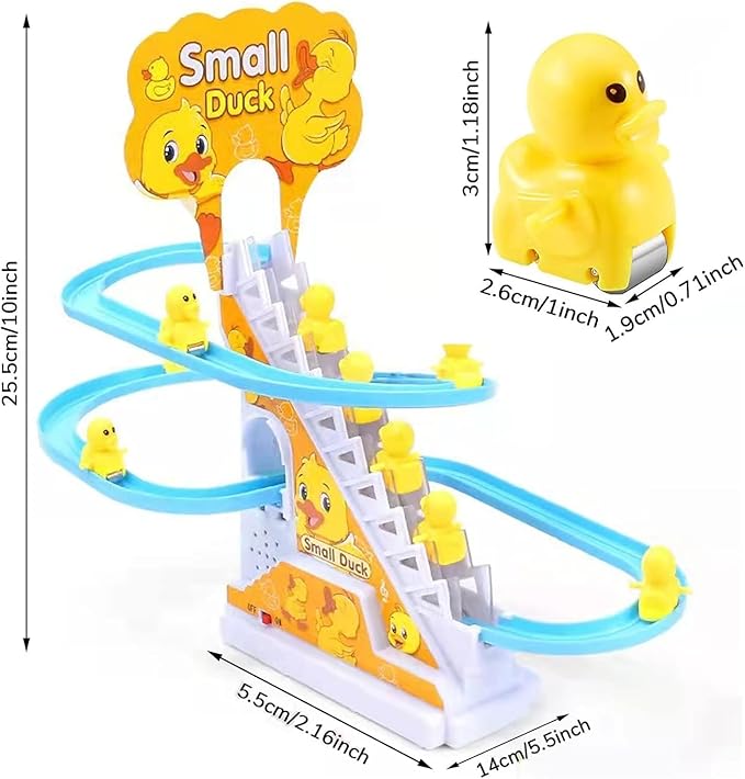 Ducks Slide Toys for Kids - Ducks Chasing Race Slide Game Set - Small Ducks Stair Climbing Toys for Kids, Escalator Toy with Lights and Music - 3 Duck Included (Ducks Slide)