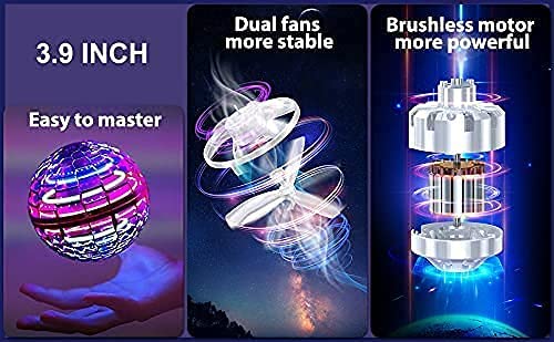Flying Spinner Fidget Ball Toy Kids USB Rechargeable Built-in Lights 360° Rotating Magic Controller(Multi Color)(1 PIS)