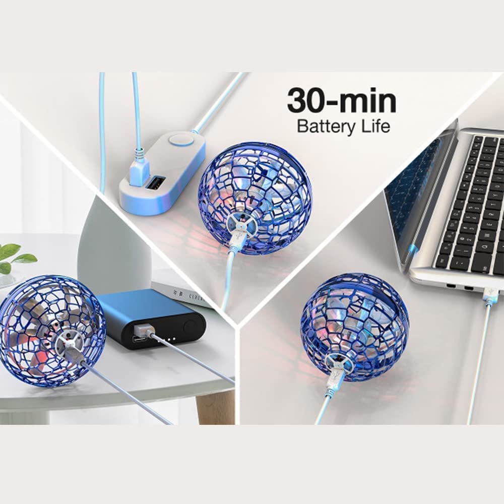 Flying Spinner Fidget Ball Toy Kids USB Rechargeable Built-in Lights 360° Rotating Magic Controller(Multi Color)(1 PIS)