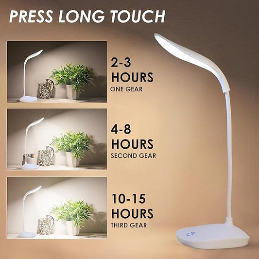 Rechargeable Study Lamp -Table Lamp for Study Room | LED Desk Lamp Light For Study with 3 Brightness Levels | Portable USB Table Light | Study Table Lamp for Students, Reading & Work at Home